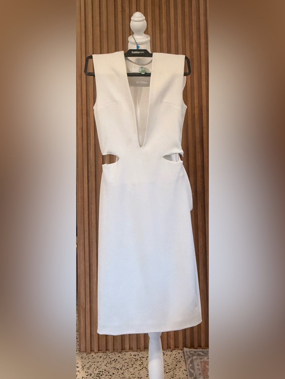 Solace London Cream Backless Cutout Midi Dress